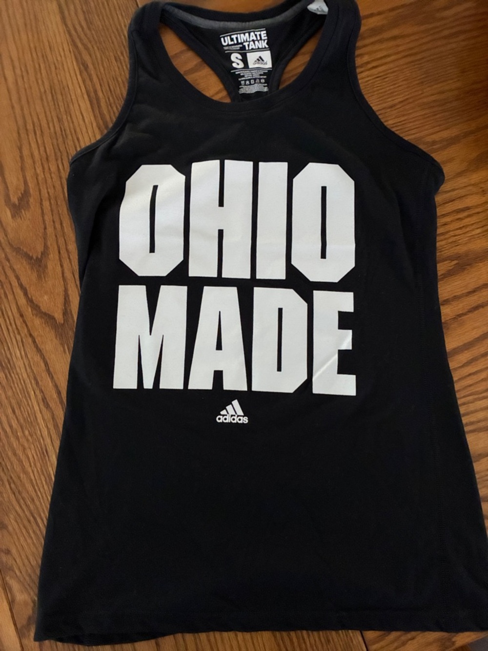 adidas Black Tank with Bold White OHIO MADE Graphic